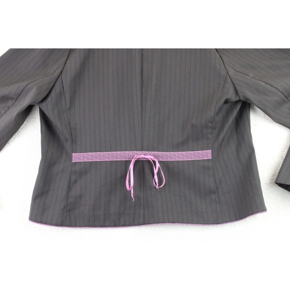Torrid Womens Size 3 Pinstripe Blazer Pink Trim Bow Pockets Tie Back NWT - Picture 15 of 16
